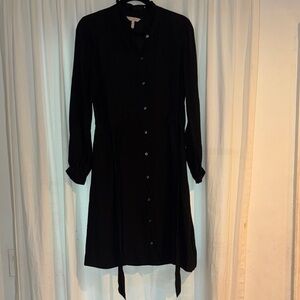 Rebecca Taylor Black Long Sleeve Dress with Mandarin Collar